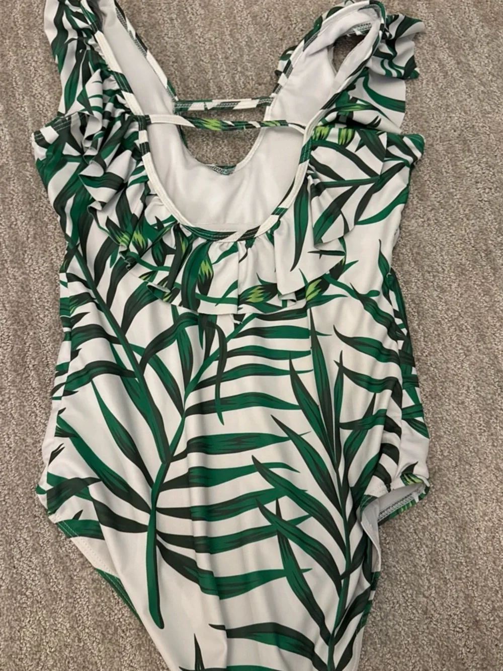 Palm leaf one piece bathing suit